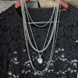Elegant Silver Cameo Necklace Plus 2 Other Beautiful Silver Necklaces